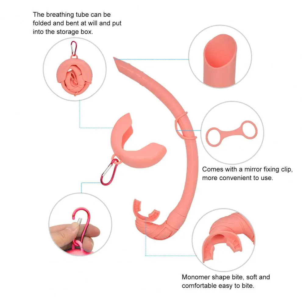 Medical Silicone Snorkel for Swimming Swim Snorkel with Buckle Silicone Diving Tube for Swimming Training No for Adult/kid/youth