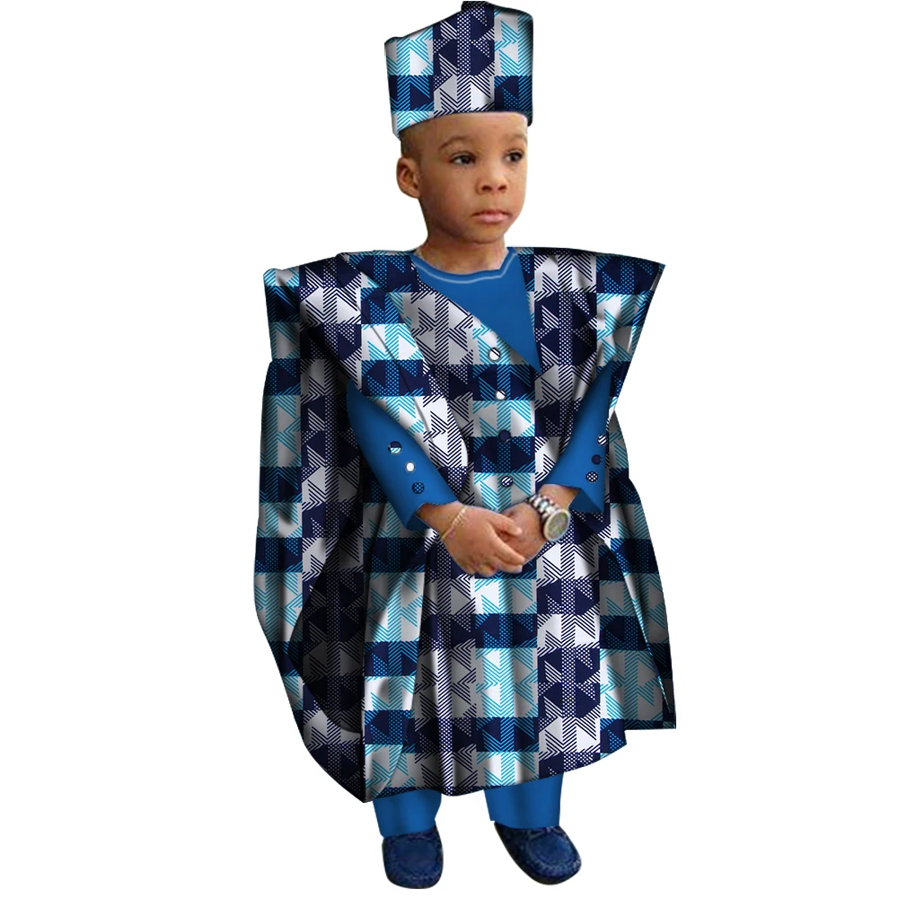Ropa africana con sombrero, Tops y pantalones para niño, ropa con estampado africano para niño, conjunto de vestido Dashiki Bazin Riche WYT200