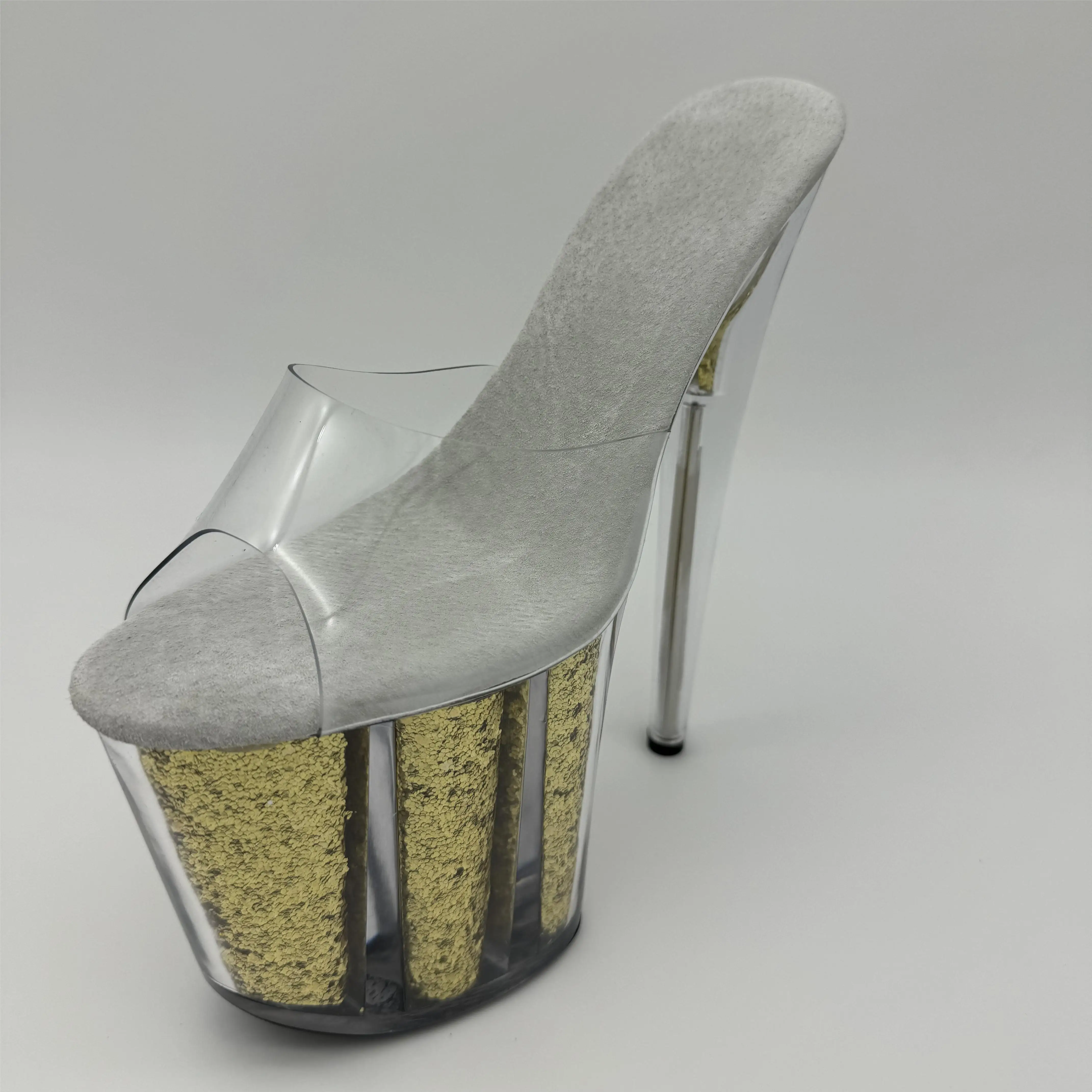 

High heel cool slippers, women's summer thin heel sexy 20cm high heels, transparent large size stage show, dance shoes