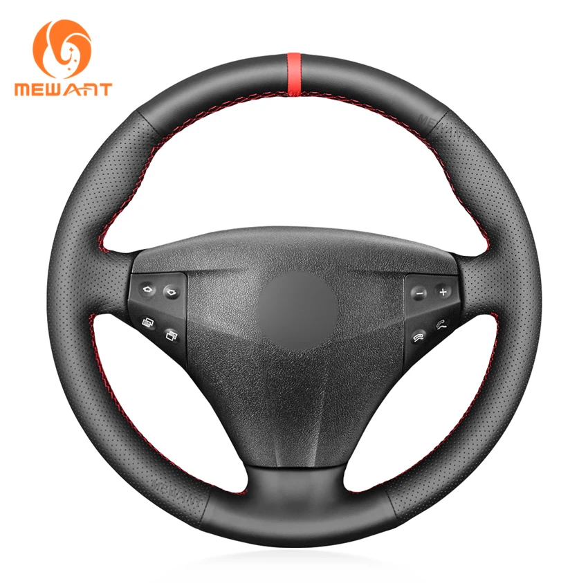 

MEWANT Black Genuine Leather Car Steering Wheel Cover for Mercedes-Benz C-Class W203 Kompressor 2001-2004