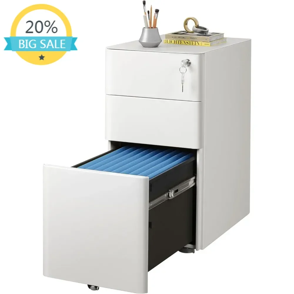 

Bestseller3-drawer slim vertical file cabinet, fully assembled except casters, legal/letter size, white