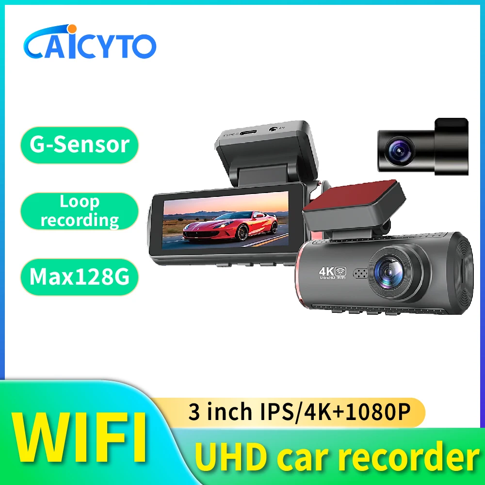 

Dual lens 3inch 4K Dash Cam Car DVR WiFi WDR Video Recorder Night vision Loop recording Front rear Black Box Car Accessories
