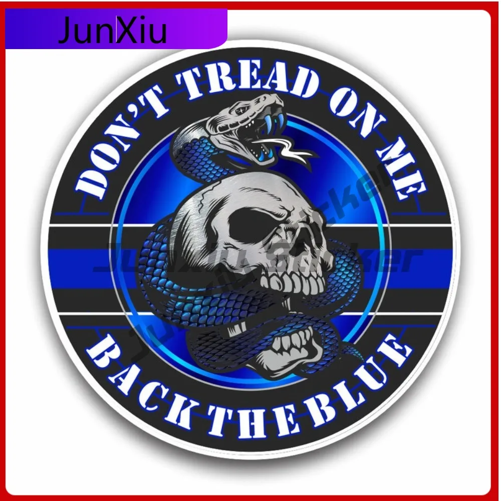 Don't Tread On Me Back The Blue Line Gadsden Flag Support Police Sticker For Cars Camper Windows Windshield Luggage Trucks Decal