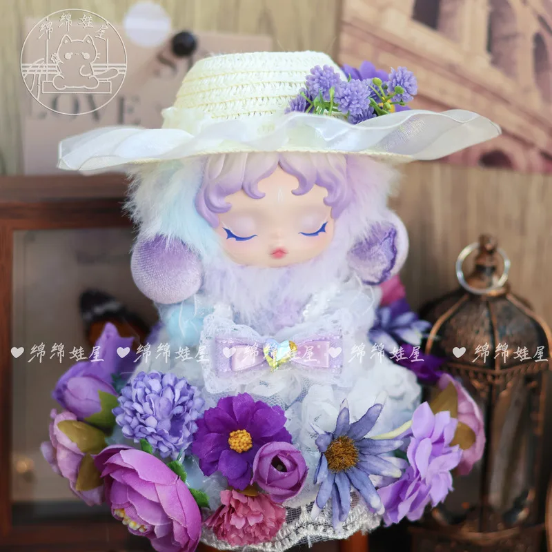 

Sp Light Weaving Garden Pendant Original Handmade Purple Flower Fairy Straw Hat Handmade Butterfly Vinyl Doll For The Dress