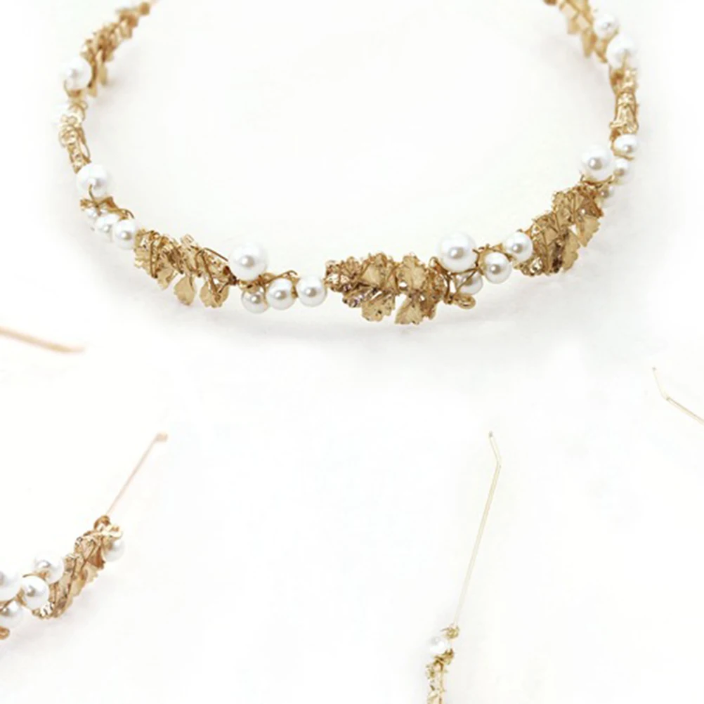 

Pearl Headband Bridal Headdress Wedding Hair Accessory Alloy Headpiece Beautiful Hairstyle Party Prom