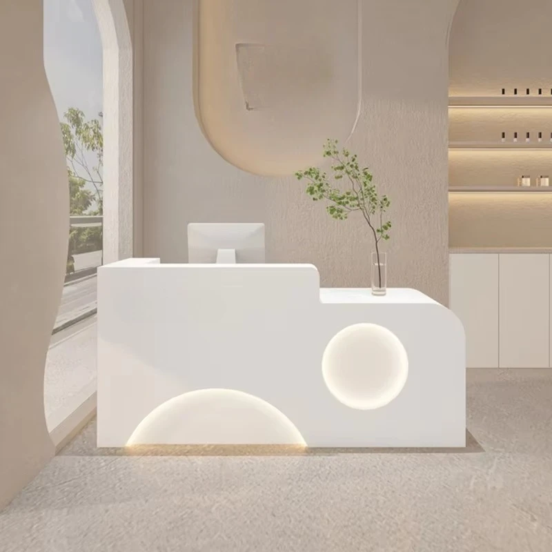 Modern High Quality Led Reception Desk Simple Women'S Clothing Store Barber Shop Beauty Salon Reception Desk