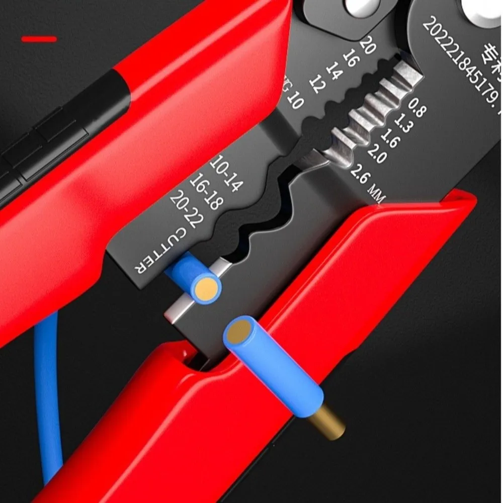 Red Handle Wire Bender Pliers Automatic AWG24-10 Wire Stripping Pliers Crimping & Stripping Multifunctional