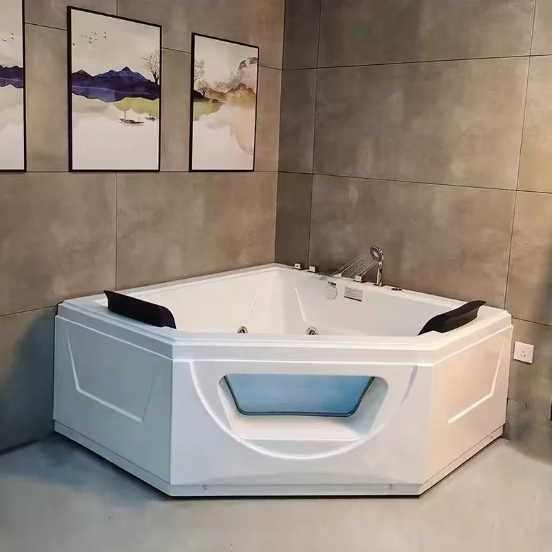

Baishi Clean Bathroom, Corner Jacuzzi, Double Triangle With Glass Export Bathtub Jacuzzi