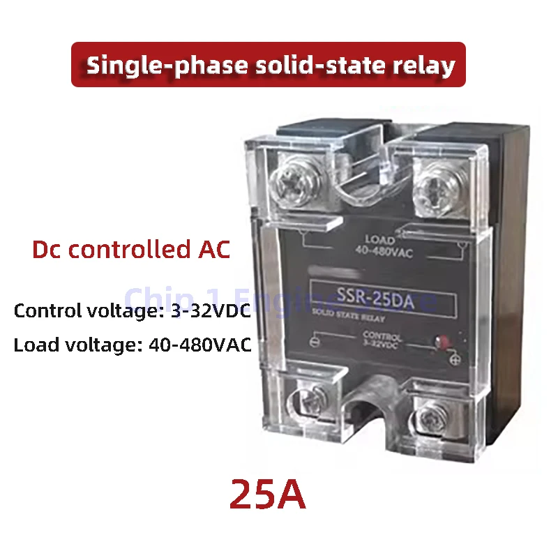 Однофазное твердотельное реле SSR-10DA 15DA 25DA 40DA 50DA 60DA 80DA 90DA 100DA 120DA 150DA 180DA DC 12V 24V AC 220VAC