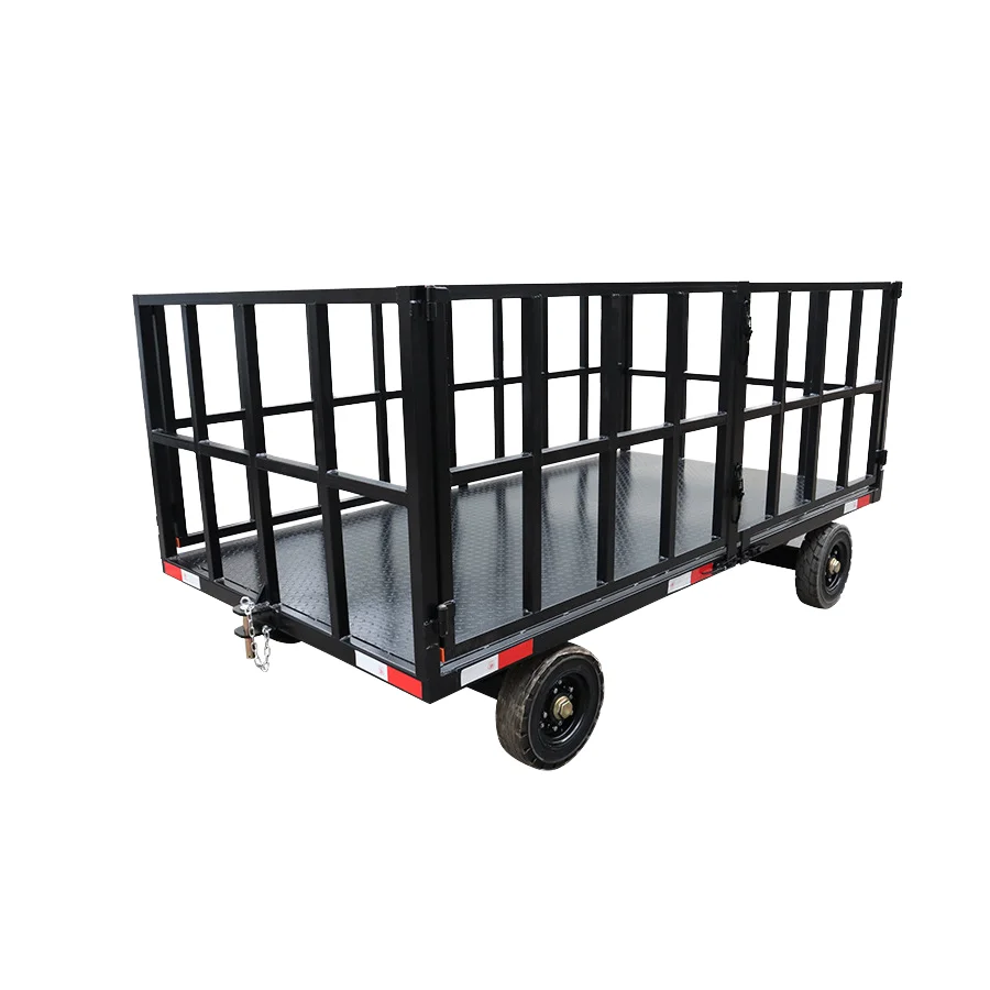 Logistics Transfer Flatbed Trailer Warehouse Material Transport Tandem Tow for Airport Luggage Cargo & Utility Trailers