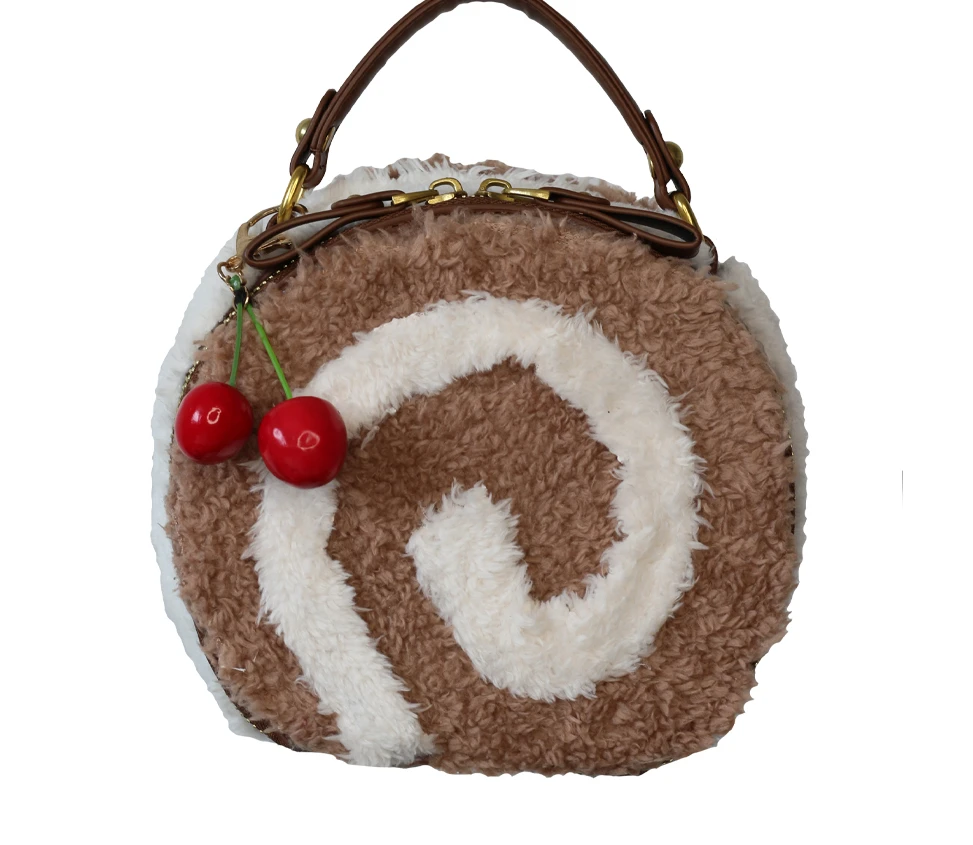 Süße Dame kleine Eier rolle Herbst und Winter Plüsch Umhängetaschen Dessert Handtasche pendeln Freizeit Frauen Einkaufstasche