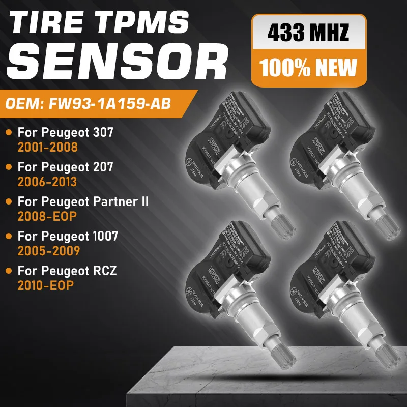 

Tire Pressure Sensor TPMS For Peugeot 307 2001-2008 Peugeot 207 2006-2013 Peugeot 1007 2005-2009 Peugeot Partner II Peugeot RCZ