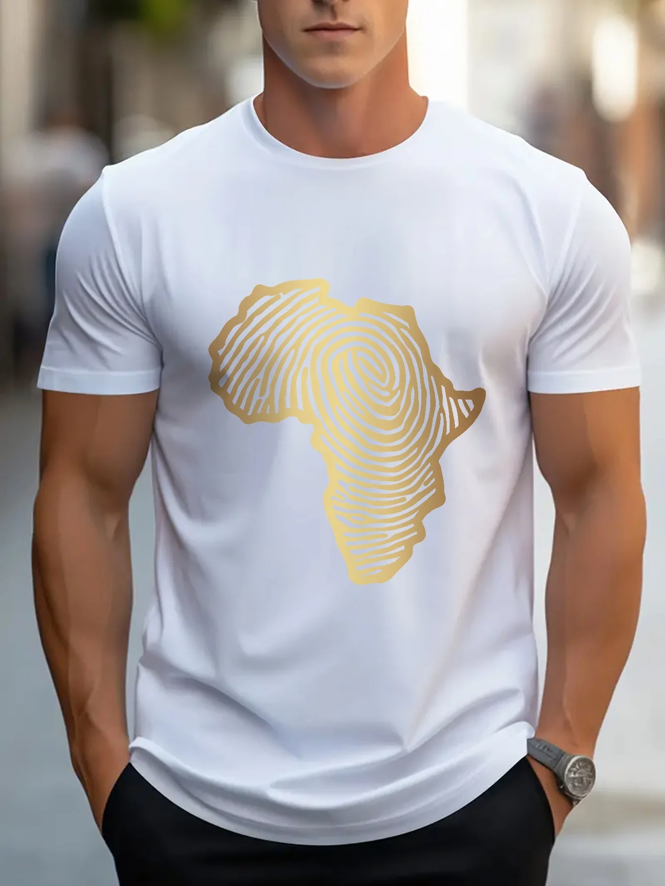 Camisetas curtas retangulares brancas com fundo dourado gradiente com estampas elegantes adequadas para esportes