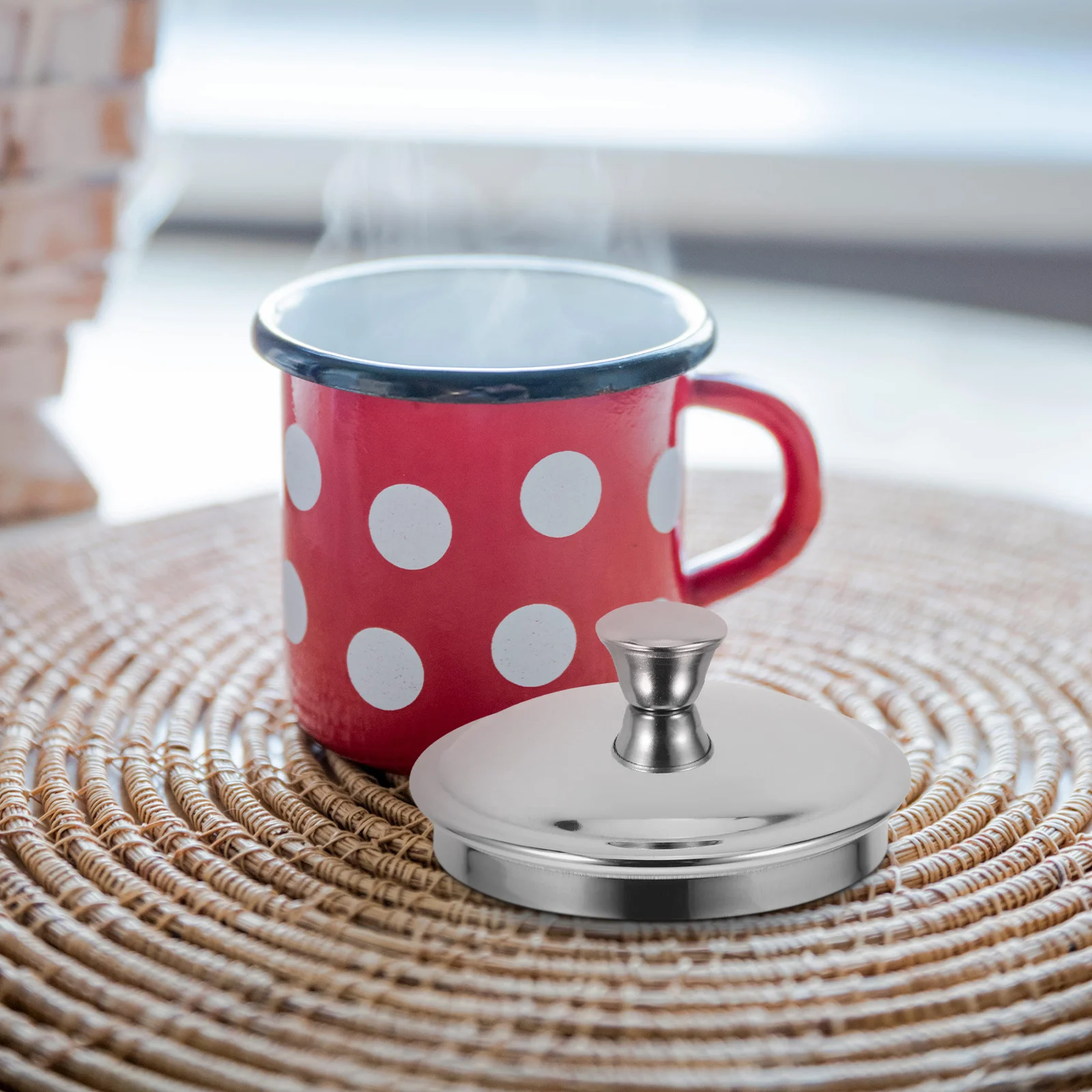 

7Cm Stainless Steel Coffee Mug Lid Covers Universal Round Tea Cup Lid Dustproof Beverage Cover for Hot Cold Drinks Kitchen Home