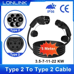 LONLINK-EV充電ケーブル、メス-オスプラグ、5mケーブル、11kw、22kw、3相、16 a、3相、eves、11kw、22kw