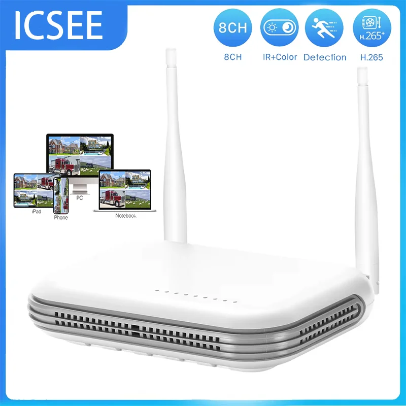 enregistreur video surveillance Mini enregistreur vidéo sans fil pour système de sécurité de surveillance, fente pour carte TF, détection humaine, P2P, H. disparates, Wi-Fi, NVR, 8CH, 4MP, 8MP, ICsee
