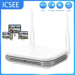 Mini Wifi NVR 8CH 4MP 8MP ICsee WIreless Video Recorder For Surveillance Security System TF Card Slot Human Detection P2P H.265