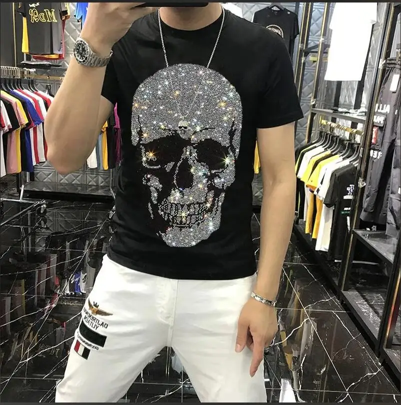 Luxury Brand Tees Fashion Hip Hop man t-shirts 2024 new designer Rhinestone tshirt New High Quality Fashion Casual