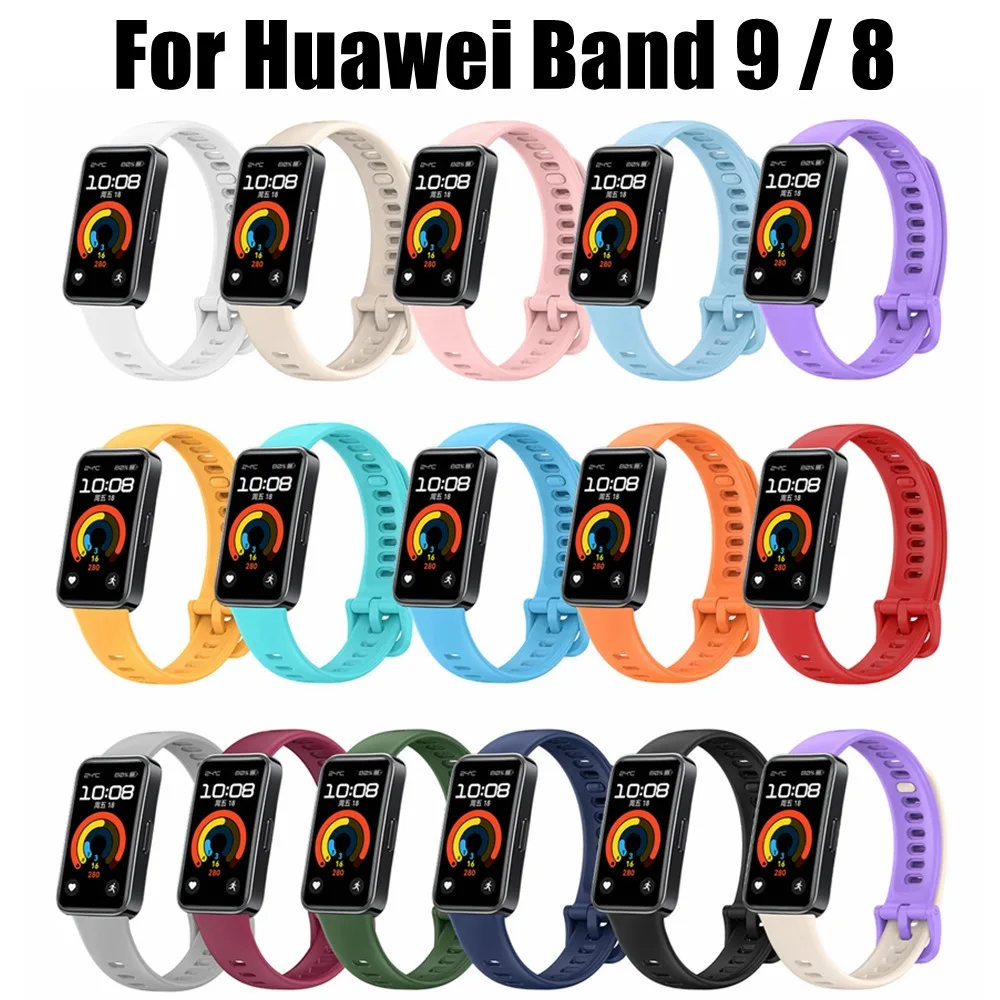 

Portable Silicone Watch Strap Breathable Smart Watch Bracelet Replacement Accessories Watchband for Huawei Band 9/8