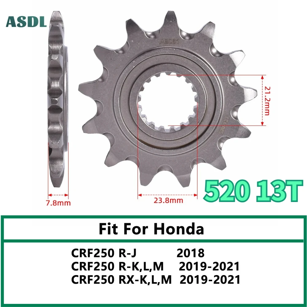

520 Chain 13T Motorcycle Parts Front Sprocket For Honda CRF250 R-J 2018 CRF-250 R-K L M 2019-2021 CRF 250 RX-K L M 20CrMnTi
