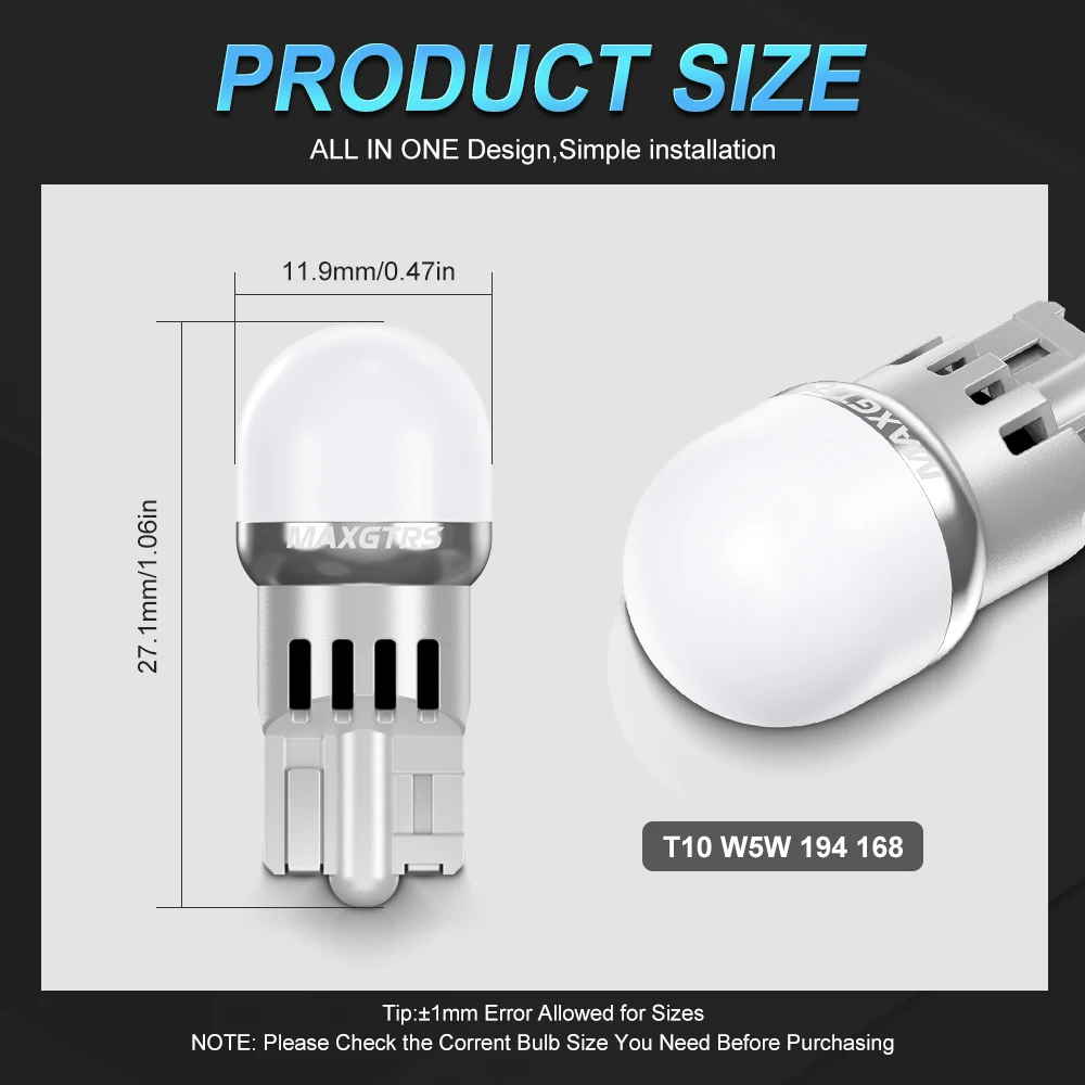 10X yüksek güç 2835 çip T10 W5W 15W 194 168 araba LED DRL İç okuma harita Dome yan gösterge araba ışıkları ışık kaynağı