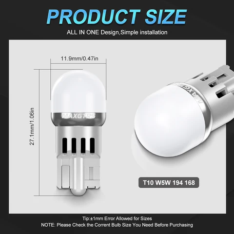 T10 LED W5W Автомобильные лампы 12В, чипы 3030, белые/красные/желтые — детальный вид товара