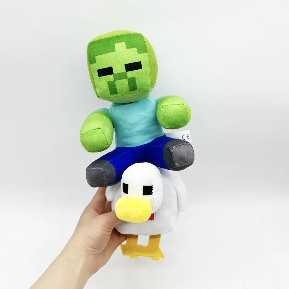 Giocattoli di peluche Jockey di pollo da 35 cm Bambole di cuscino di peluche morbide e carine per il regalo di Natale di compleanno del bambino