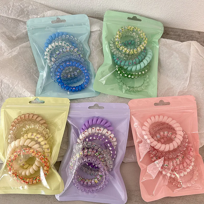 6pcs Large Spiral Hair Ties 43mm Spiral Hair Bands Coil Hair Bands Telephone Cord Bobbles,No Trace Strong Hold Waterproof