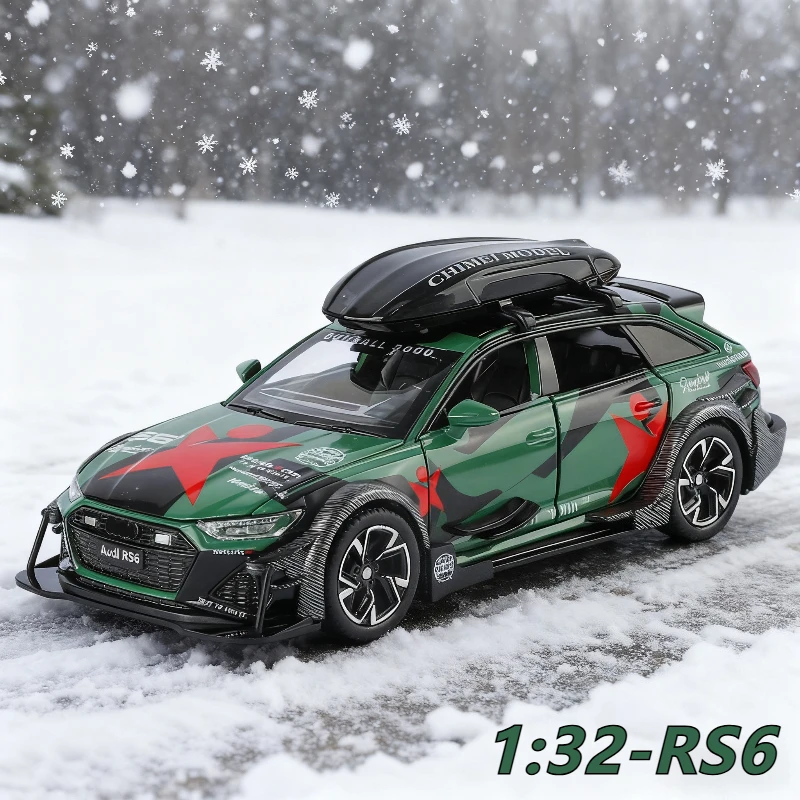 

1:32 RS6 спортивный автомобиль из сплава, литая под давлением модель игрушечного автомобиля, звук и свет, детские игрушки, коллекционные предметы, подарок на день рождения