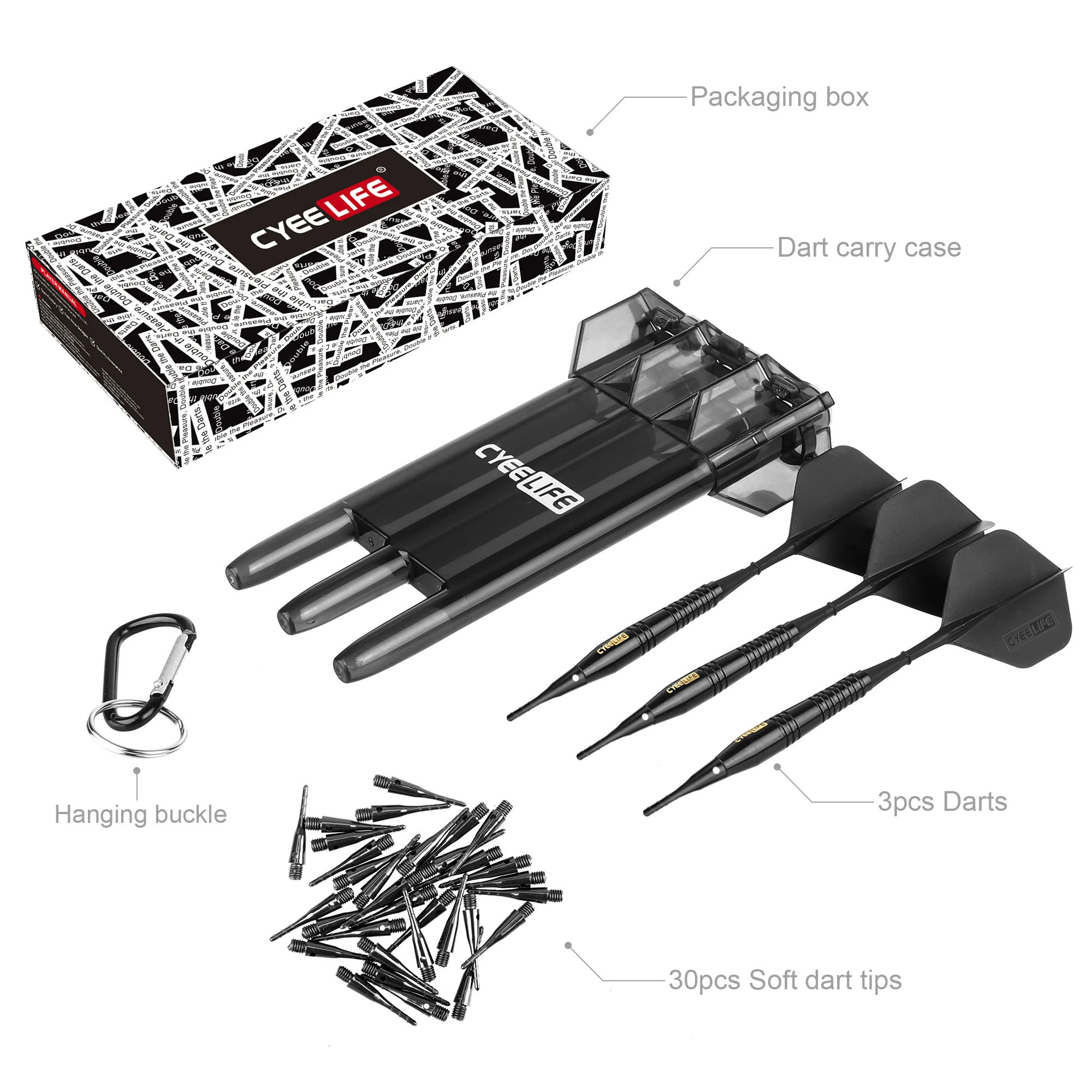 CyeeLife Brass Soft Tip Darts 18g With Carry Case and Extra Plastic Points & Flights,Professional Electronic Dart set