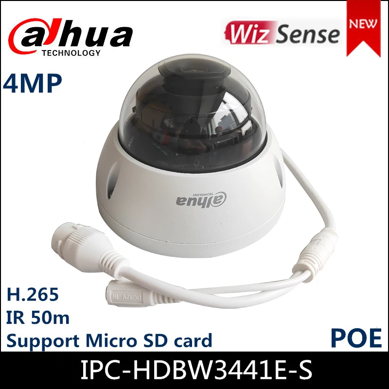 IPC-HDBW3441E-S DaHua 4MP IP POE Lite AI IR 50m Fixed Focal Dome Network Camera H.265+ IP67 Motion Detection Support 256G SD