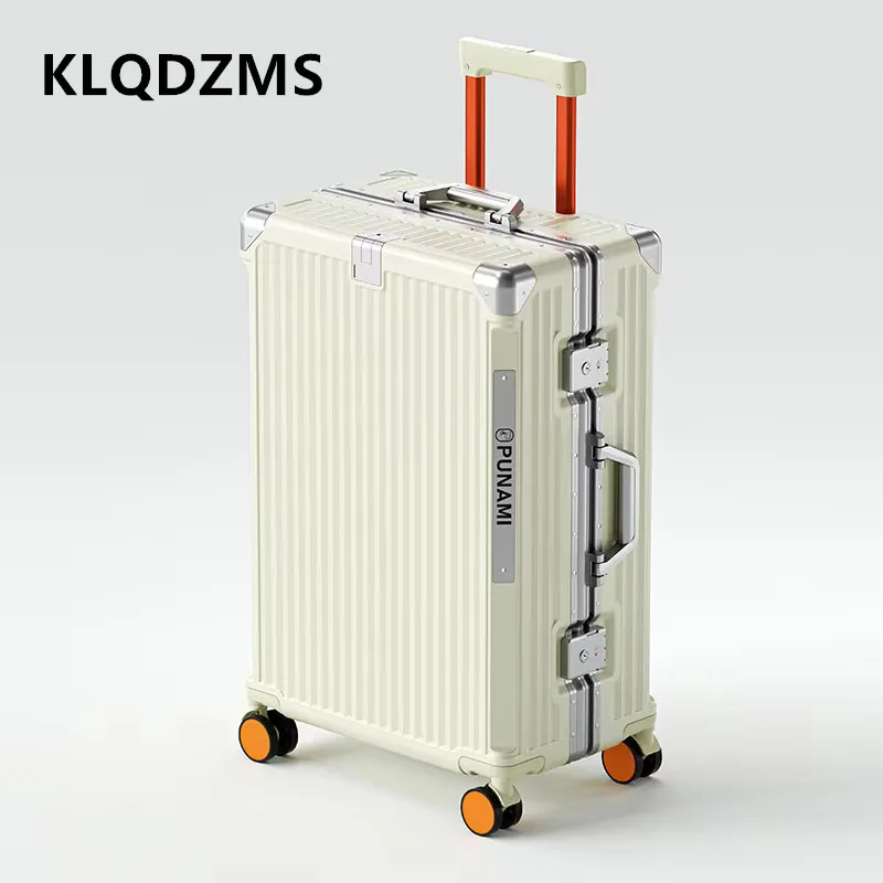 Klqdzms กล่องไฟ ABS + กระเป๋าลากอลูมิเนียม20นิ้ว, กล่องชาร์จ USB อเนกประสงค์24 "เคสแบบมีล้อลากโครงสร้างอะลูมิเนียม26" กล่องรหัสผ่านห้องโดยสาร