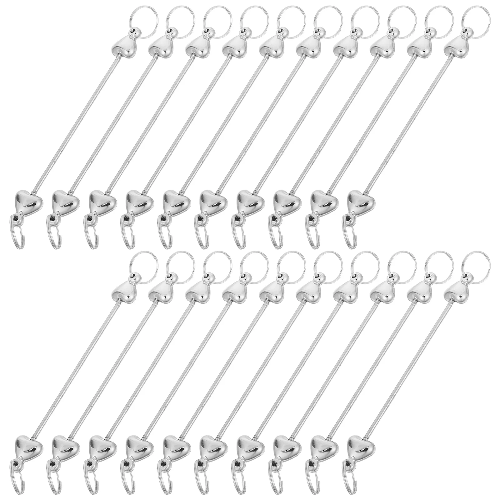 

30pcs Beadable Keychain Bars Metal Heart Pendant Charms Diy Craft Kit For Beads Jewelry Making Blank Connectors Keychain Making