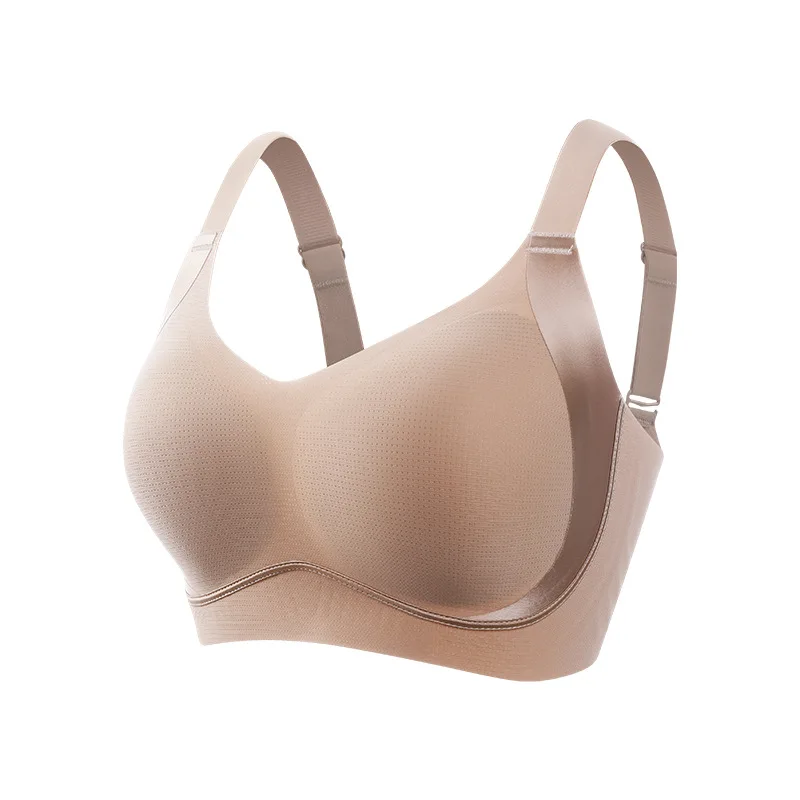 New Underwear Women Plus Size Sexy Top Soft Breathable Wireless Solid Lingerie Gathered Padded Bra  Unlined Bras Seamless Bra