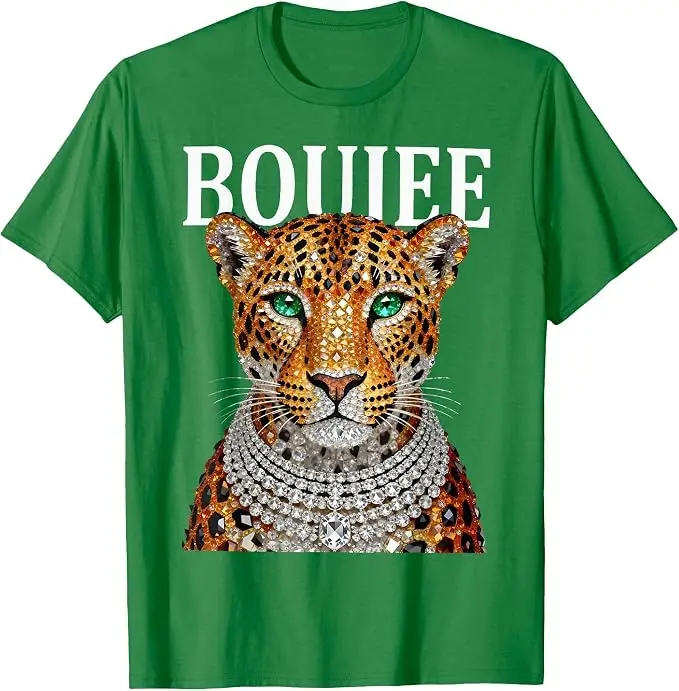 Funny Boujee Leopard Sassy Big Cat Glamorous Animal Lover T-Shirt Y2k Big Cat Rock Artwork Graphic Apparel Art Saying Tee Shirts