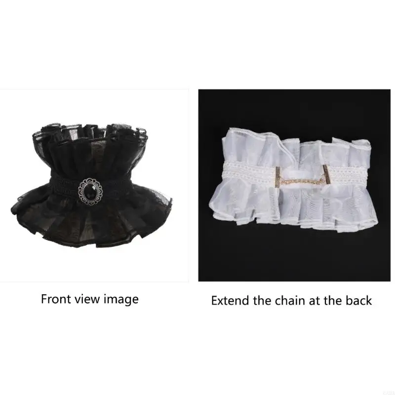Gothic Costume Collar Lace Ruffle Faux Collar for Women Stage Show Theme Party 6XDA