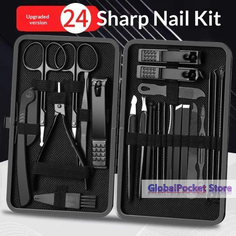 [tg823]-conjunto-de-8-24-pecas-de-cortadores-de-unhas-em-aco-inoxidavel-com-estojo-de-couro-para-manicure-profissional-aparador-de-cuticulas-e-ferramentas-de-pedicure