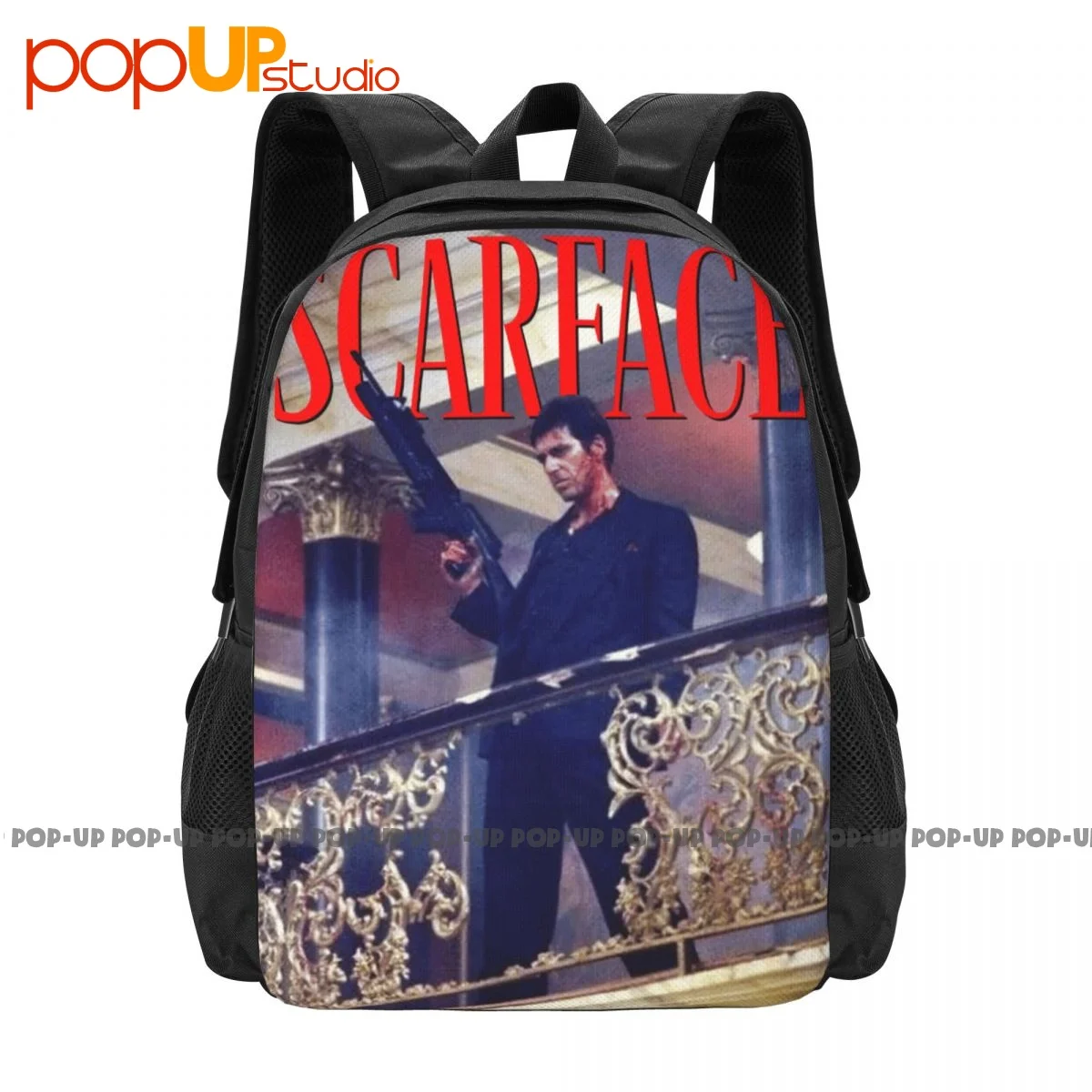 Scarface Tony Montana Balcony Railing Shot Big Gun Pacino Gangster Backpack Large Capacity Newest Art Print