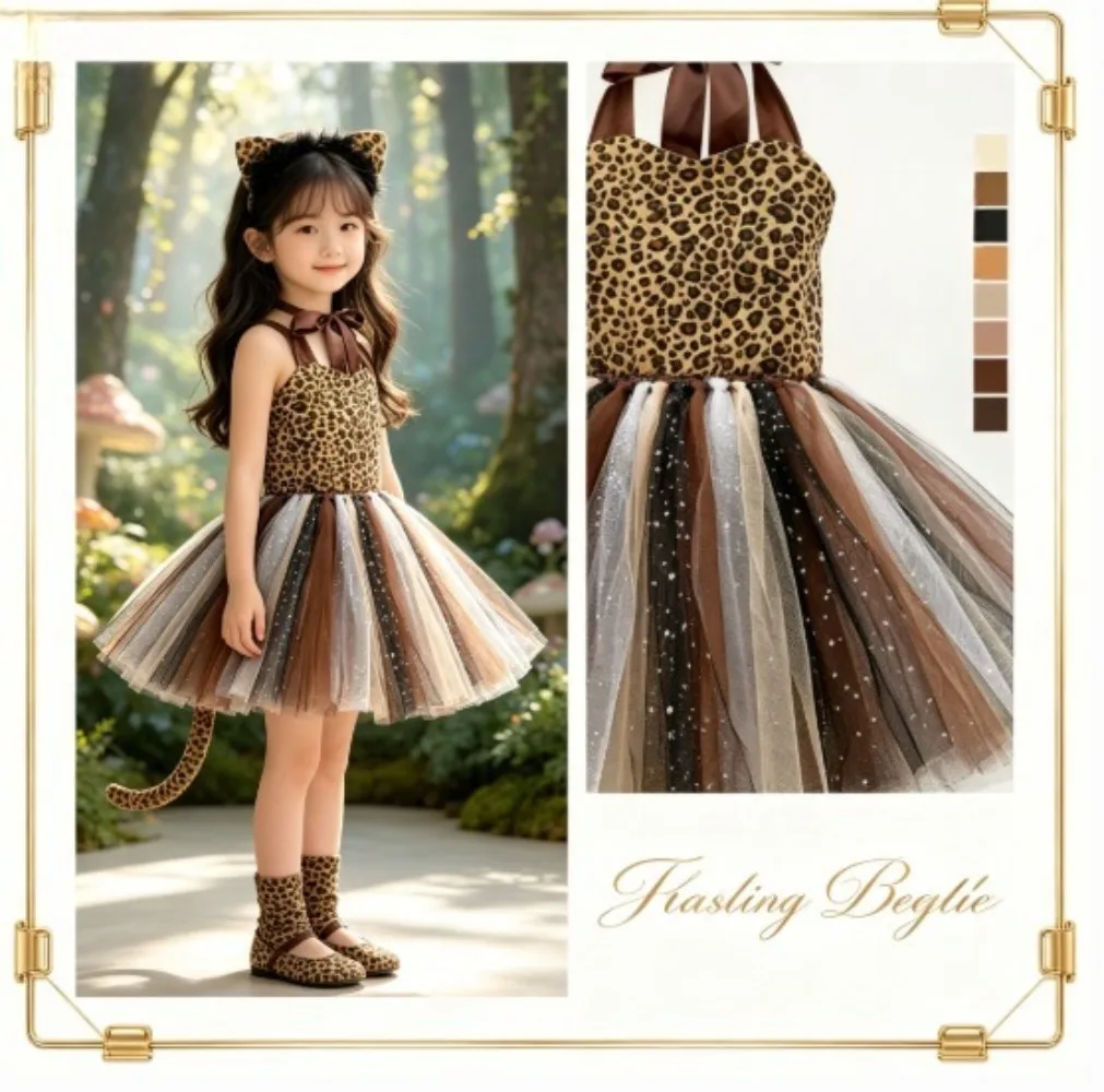 

Cute Animal Cosplay Mesh Tutu Dress, 2‑12Yrs Cosplay Costume for Halloween Party Birthday Dance Performance Stage Show Wear