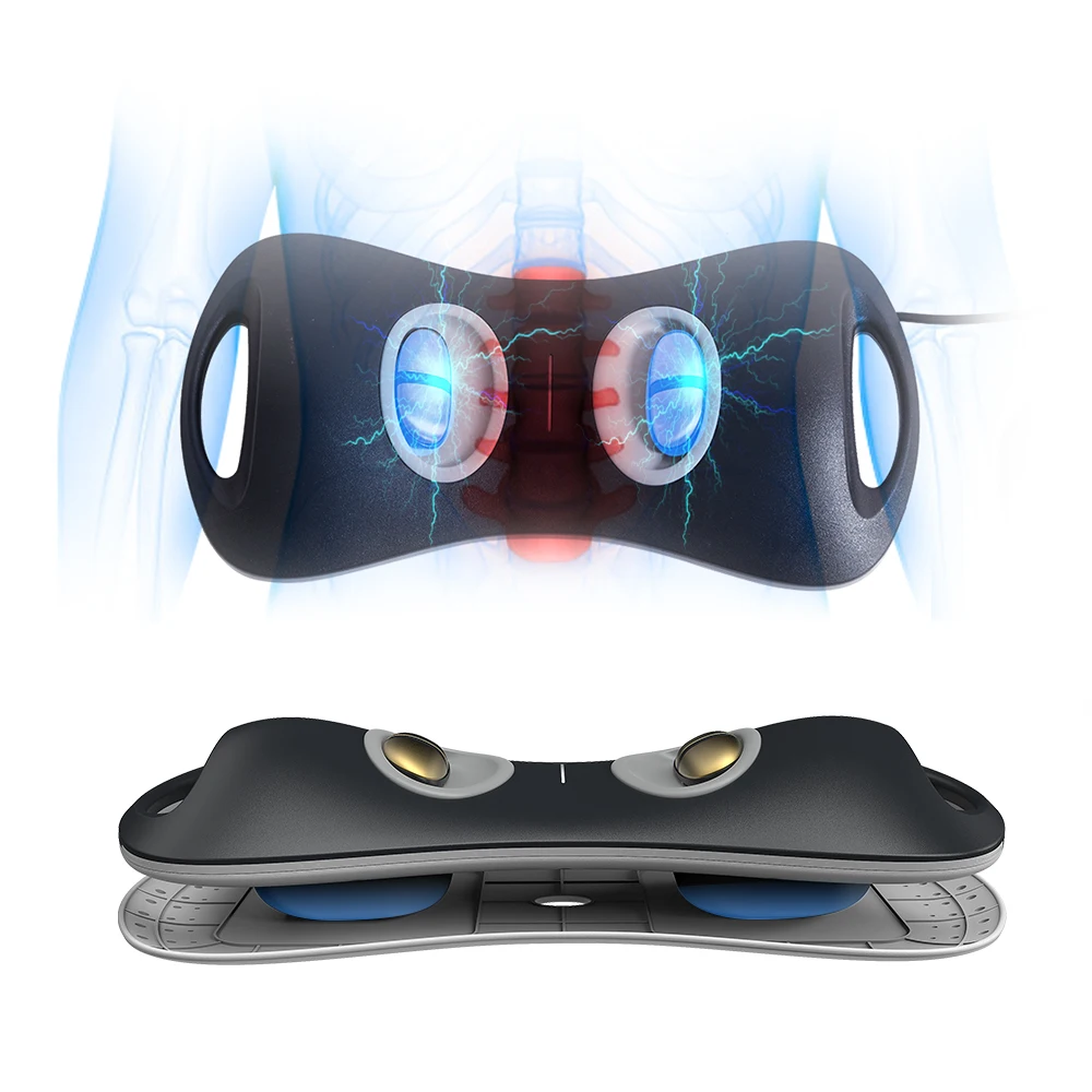 

Электрический массажер для поясницы с тепловой терапией и функцией вытяжения, подушка для массажа спины при болях в пояснице, устройство для вытяжения поясничного отдела