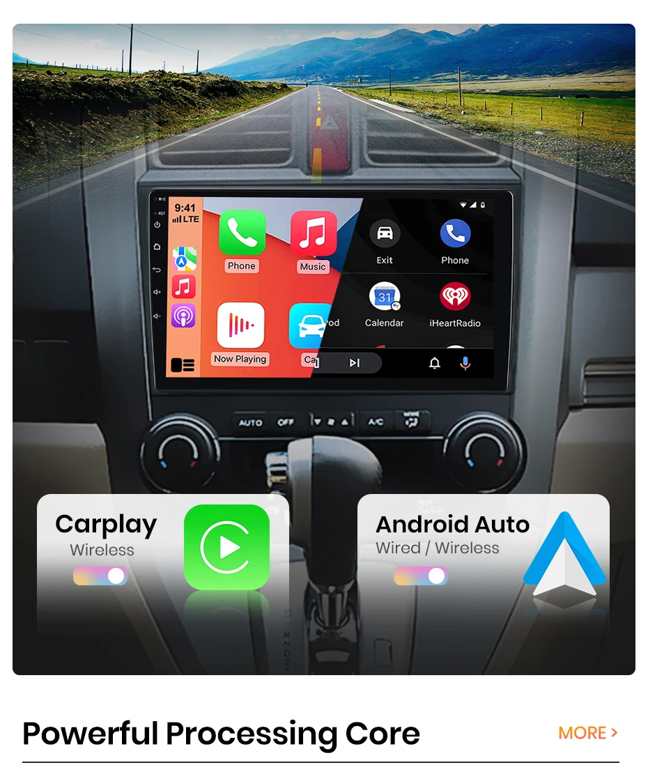 AWESAFE 9-Zoll-Android-Radio für Honda CR-V 3 RE CRV 2007-2011, kabelloses CarPlay & Android Auto, GPS-Navigation, Multimedia, Unterstützung für Lenkradsteuerung, Subwoofer, Verstärker, Rückfahrkamera, EU Plug-and-Play, DAB+, digitales Autoradio, 2-DIN-Autoradio, Stereo, RDS, DSP, FM – Detail 12