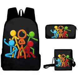 Sac à dos créatif Alan Becker pour étudiants, sac d'école pour garçons et filles, sac à dos pour ordinateur portable, sac à bandoulière incliné, étui à crayons, ensemble de 3 pièces