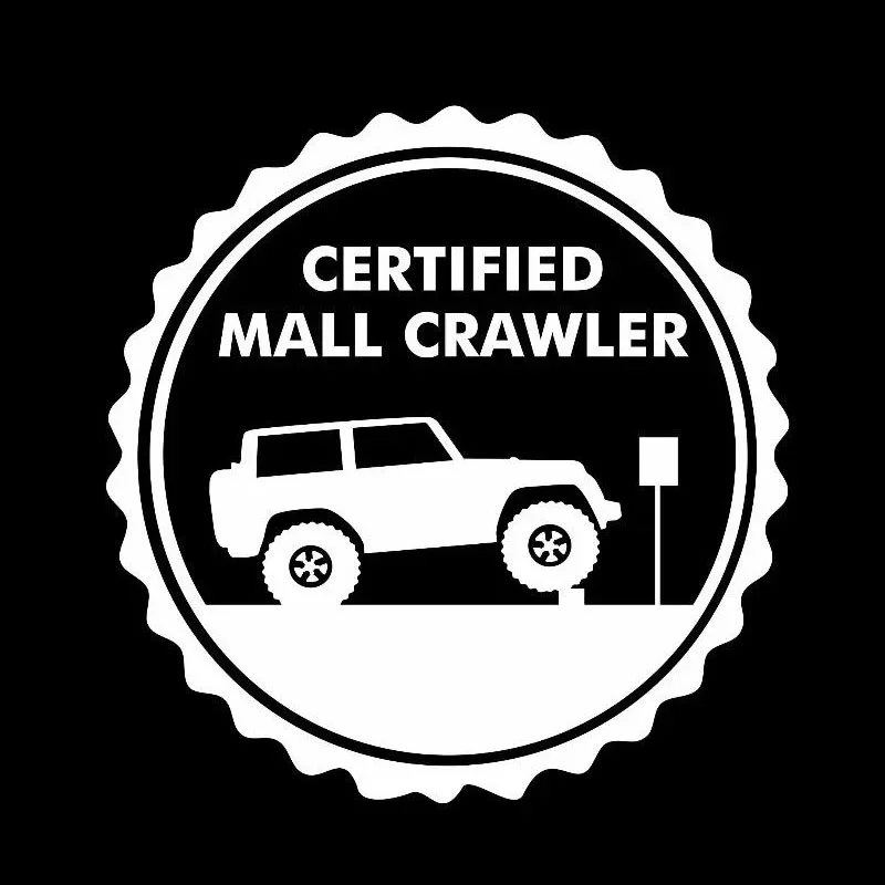 Funny Black/silver Certified Mall Crawler Sticker / Decal for Jeep Wrangler Cherokee  10x10cm