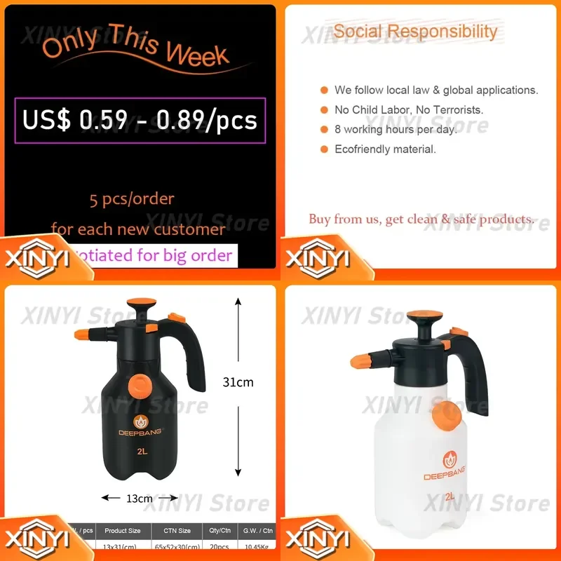 High Quality Solvent Resistant 2L Sprayer for Manual Pump Spray Bottle Custom Factory