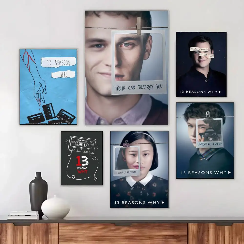 Mystery TV Series 13 R-Reasons Why Poster Self-adhesive Living Room Bedroom Party Bar Decor Moisture-proof Fade-resistant