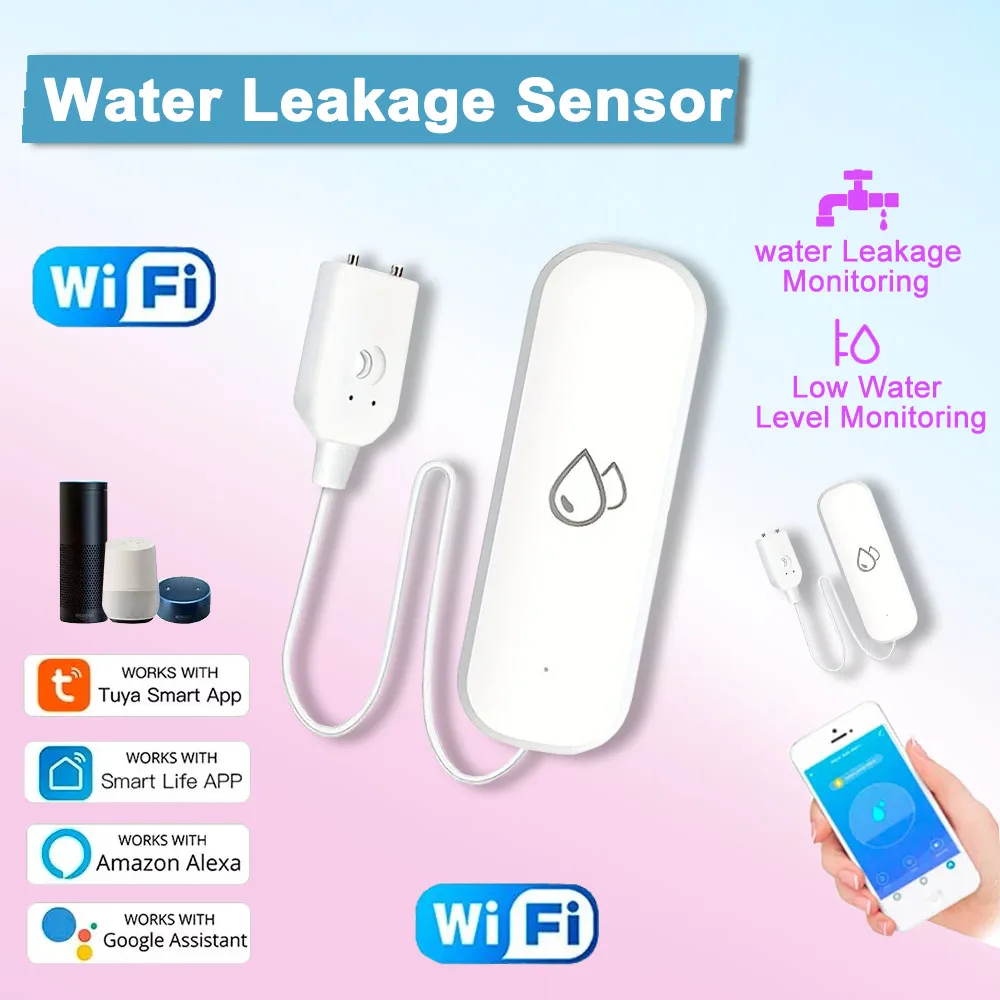 

Tuya WiFi Water Sensor Flood Leak Detector with Real-time Alarm Smart Home Security Remote Control via APP