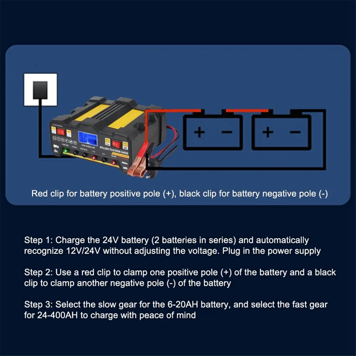 Popular_Intelligent Pulse Repair Battery Charger 300AH LCD EU-Plug