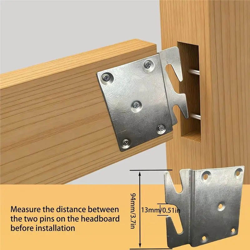 IALJ-Replacement Parts With Mounting Screws, Universal Bed Frame Brackets, 4 Pcs Bed Rail Hooks Plates For Headboard Footboard