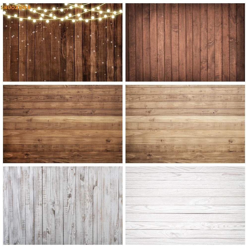 

Wood Backdrop for Food Baby Portrait Photography Backdrops White Brown Wooden Board Plank Background for Party Decor Custom