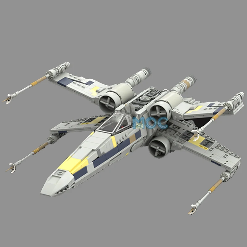 Military Series Partisan Blue Leader T-65 x wing starfighter Fighter Bricks Moc Build Blocks DIY Model Toys Birthday Gifts